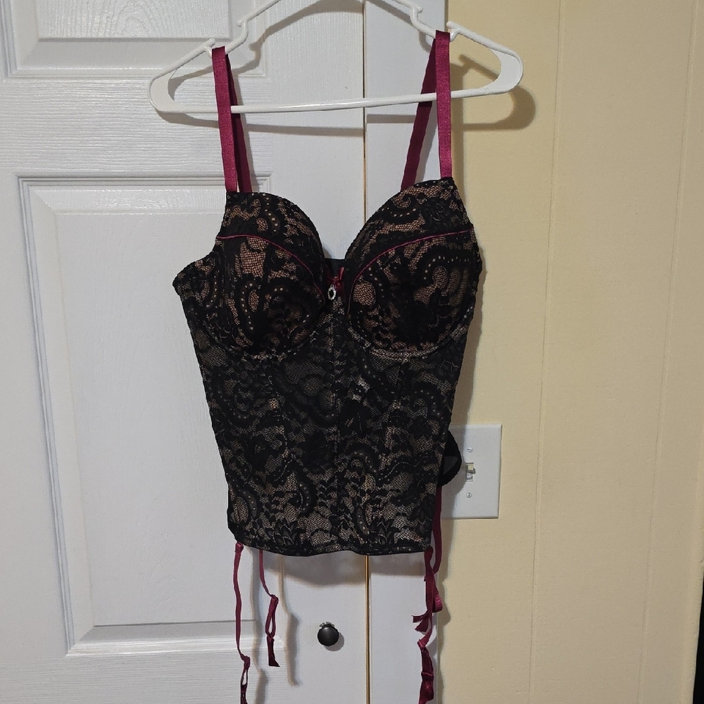 Black and Pink Lace Corset